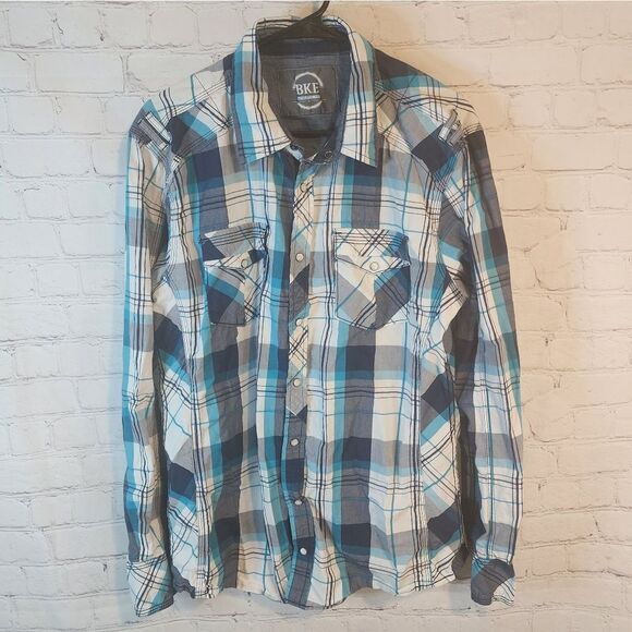 Men's BKE "Athletic Fit" pearl snapped longsleeve shirt, size Large - Picture 1 of 4